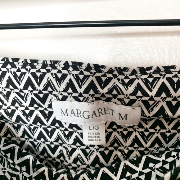 Margaret M Black White Geometric Print Stretchy Pencil Skirt Large L - Picture 3 of 7